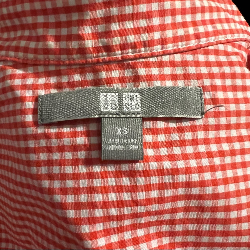 UNIQLO Red Gingham Plaid Button Down Cotton Shirt, Sz XS, HP - Picture 3 of 7